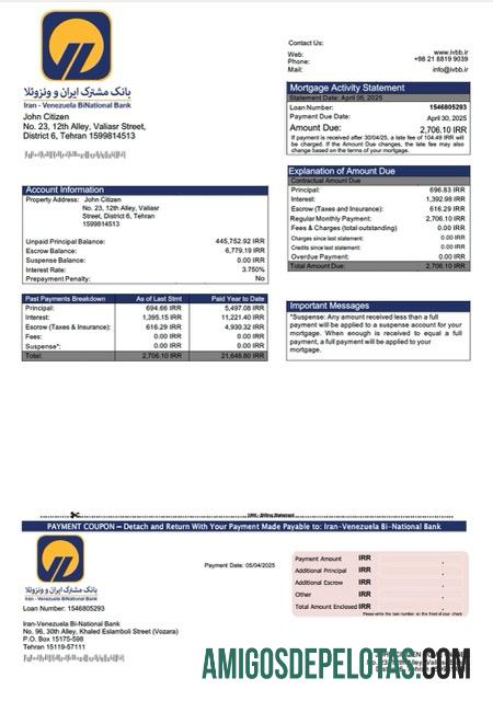 imprimível Irã Venezuela Bi National Bank Declaração de hipoteca modelo Word e PDF